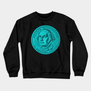 USA George Washington Coin in Turquoise Crewneck Sweatshirt